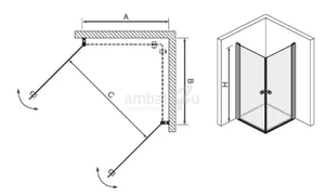 מקלחון פינתי טווין TWIN שקוף ניקל מבריק 80/80