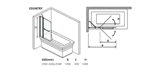 אמבטיון COUNTRY - קבוע ודלת 120 קאנטרי פרופיל זהב