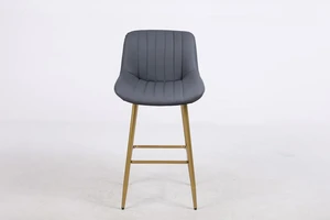 כסא בר מעוצב דגם אלין דמוי עור אפור