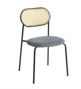 כסא פינת אוכל לבית מעוצב בשילוב ראטן דגם אריסטו צבע אפור