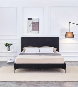 מיטה זוגית דגם יוסטון בד צבע שחור