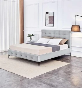 מיטה זוגית דגם אלגנט בד צבע אפור