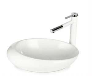 כיור אובלי מונח לבן מבריק / מט לבחירה 49/32/14 ס״מ