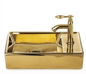 כיור מלבני זהב מט / מבריק 41/22/10 ס״מ