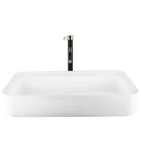 כיור מלבני לבן מט /מבריק 75/40/14 ס״מ